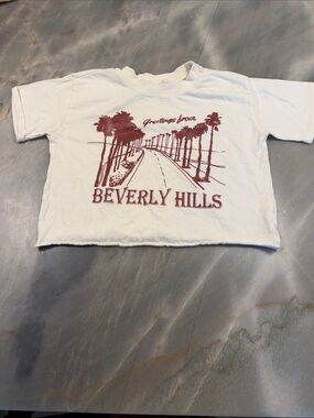 Beverly Hills Graphic Kids Tee - White with Maroon Print